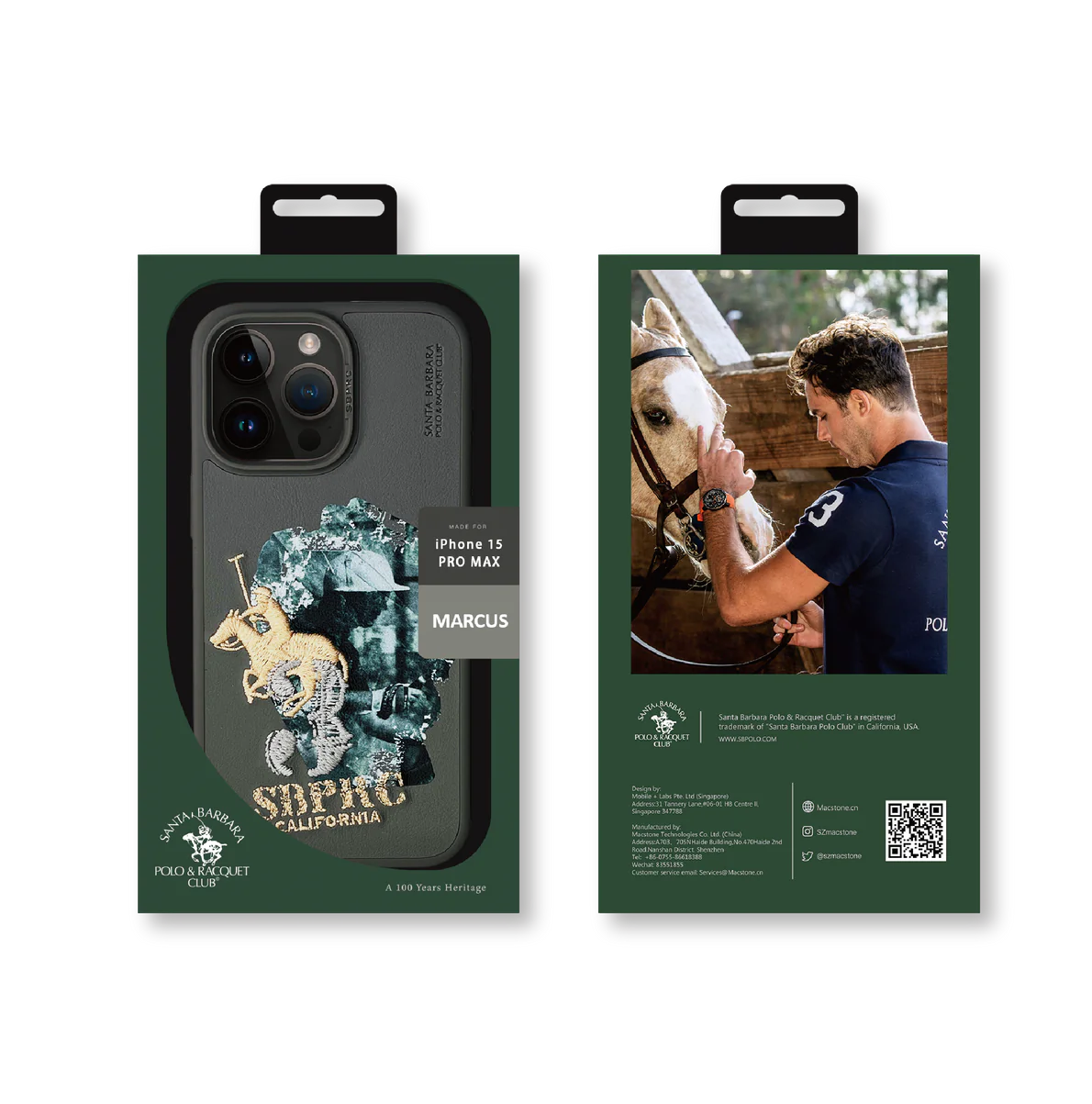 Santa Barbara Marcus Series Genuine Leather Case for iPhone 15 Pro Max - Titanium