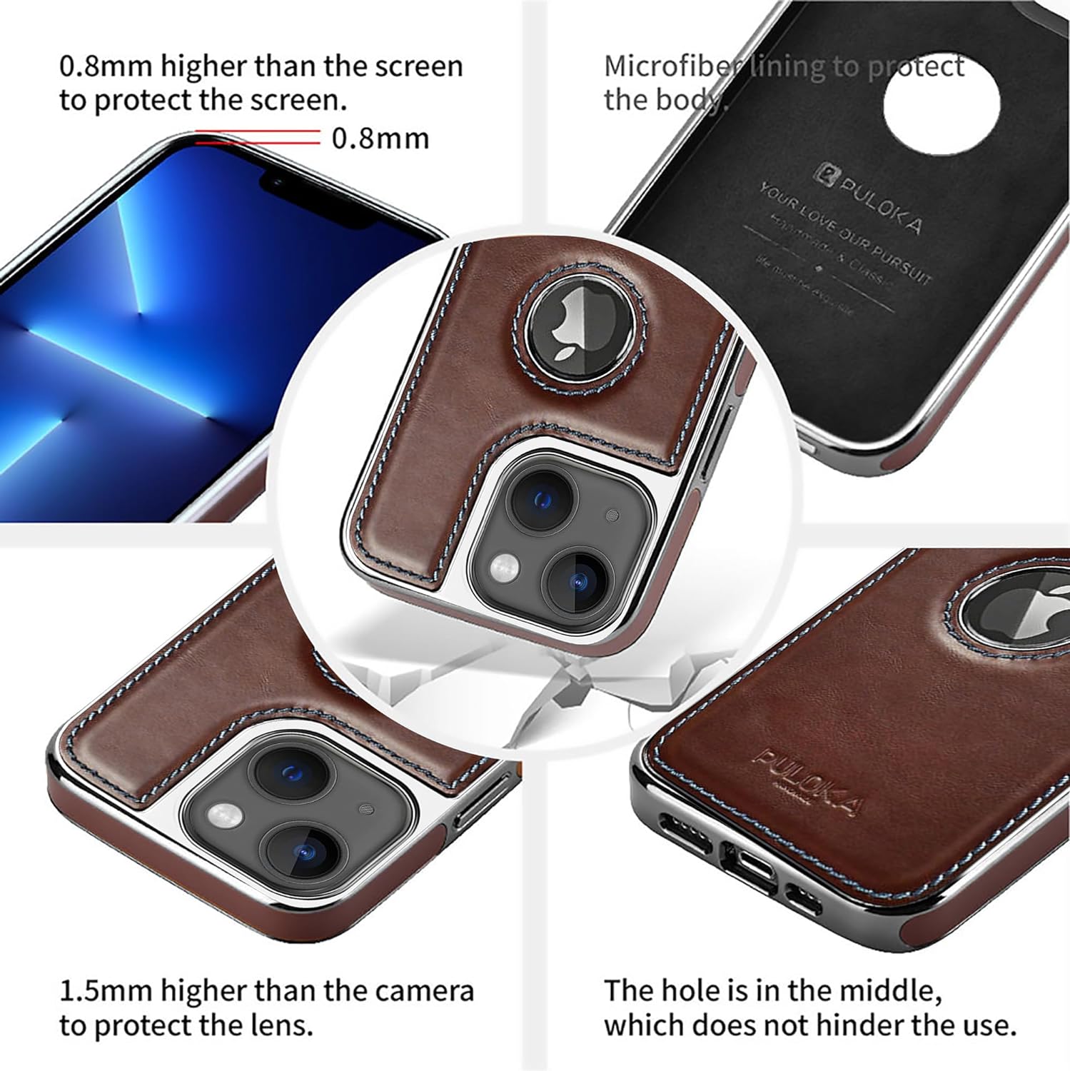 iPhone 15 Premium Quality Luxurious Leather Case - Dark Brown
