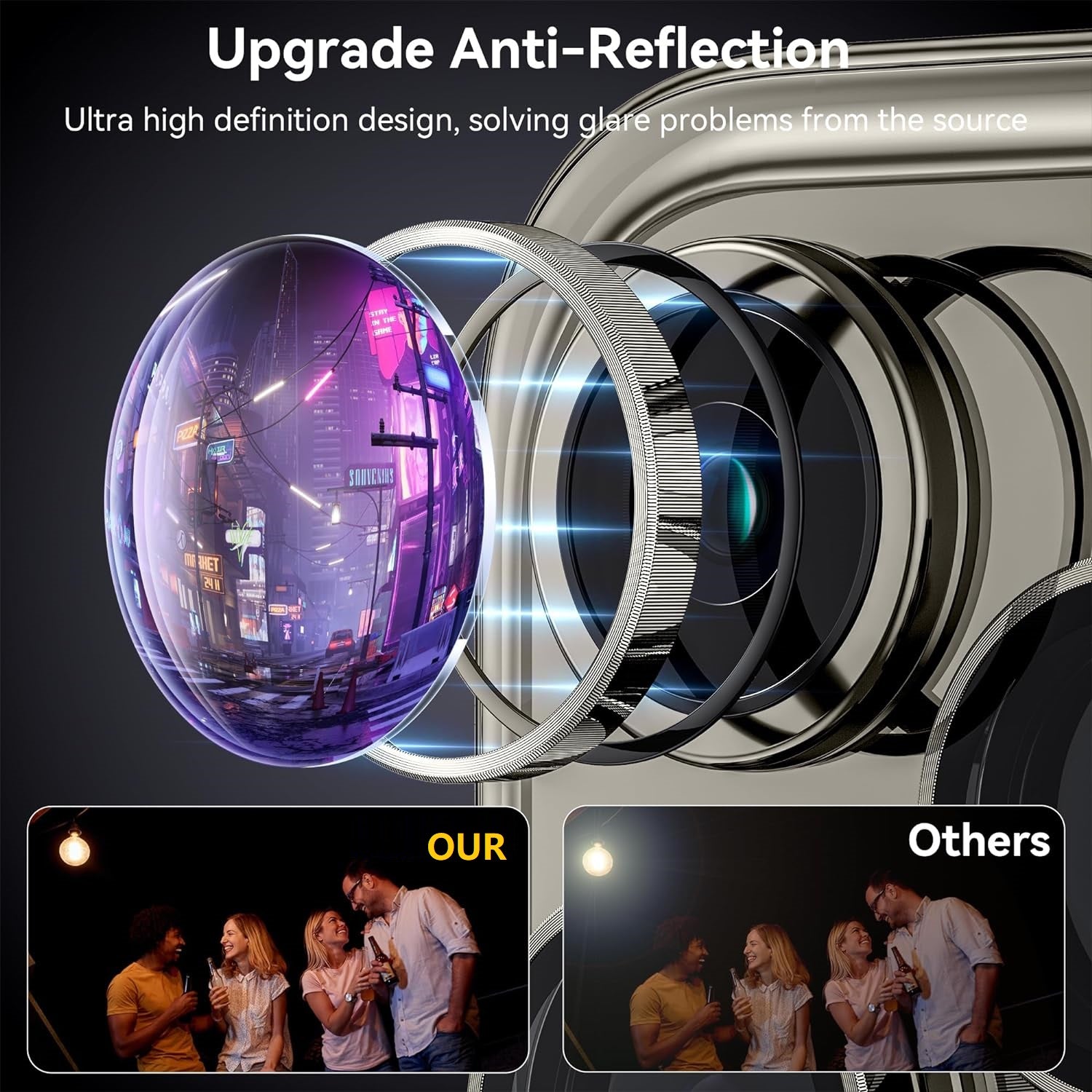 iPhone 15 Pro Camera Lens Protector Metal Frame with Glass