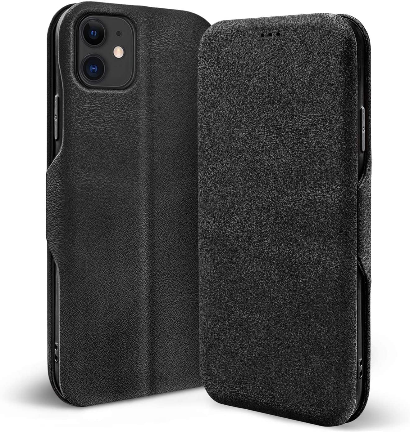 iPhone 11 Leather Flip Cover Stand With Card Holder Logo Cut Case