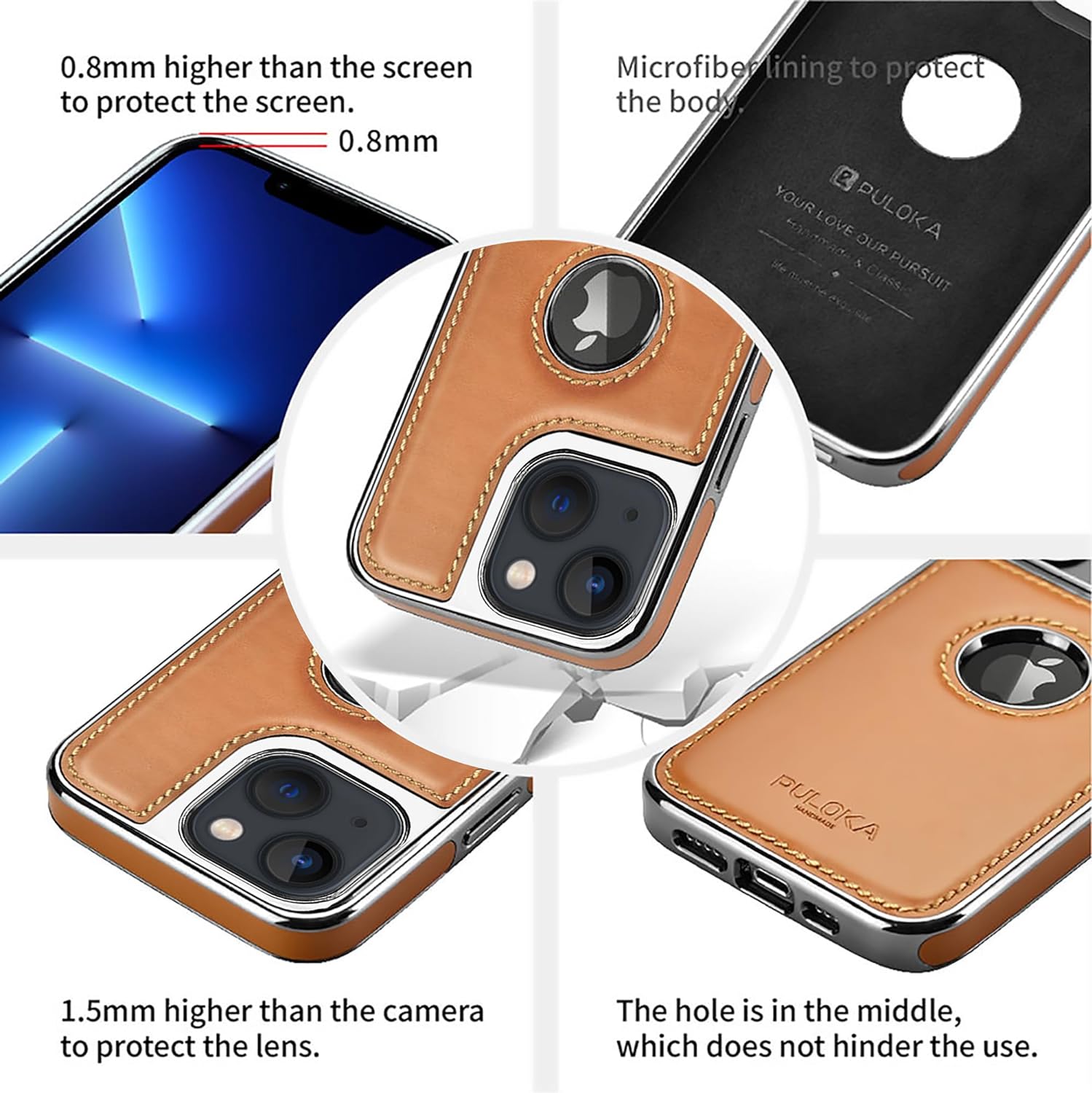 iPhone 15 Premium Quality Luxurious Leather Case - Tan