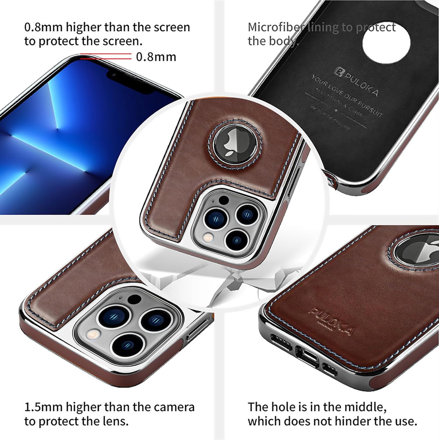 iPhone 15 Pro Premium Quality Luxurious Leather Case - Dark Brown