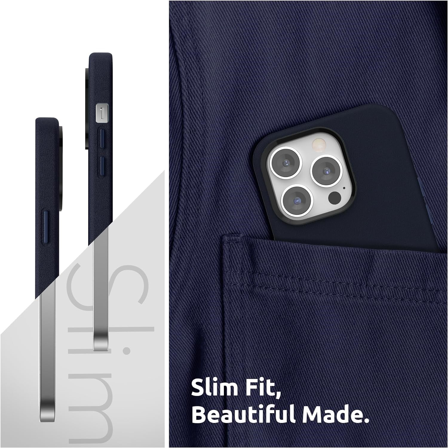 iPhone 15 Kzdoo Noble Classic Series Genuine Leather Case - Blue