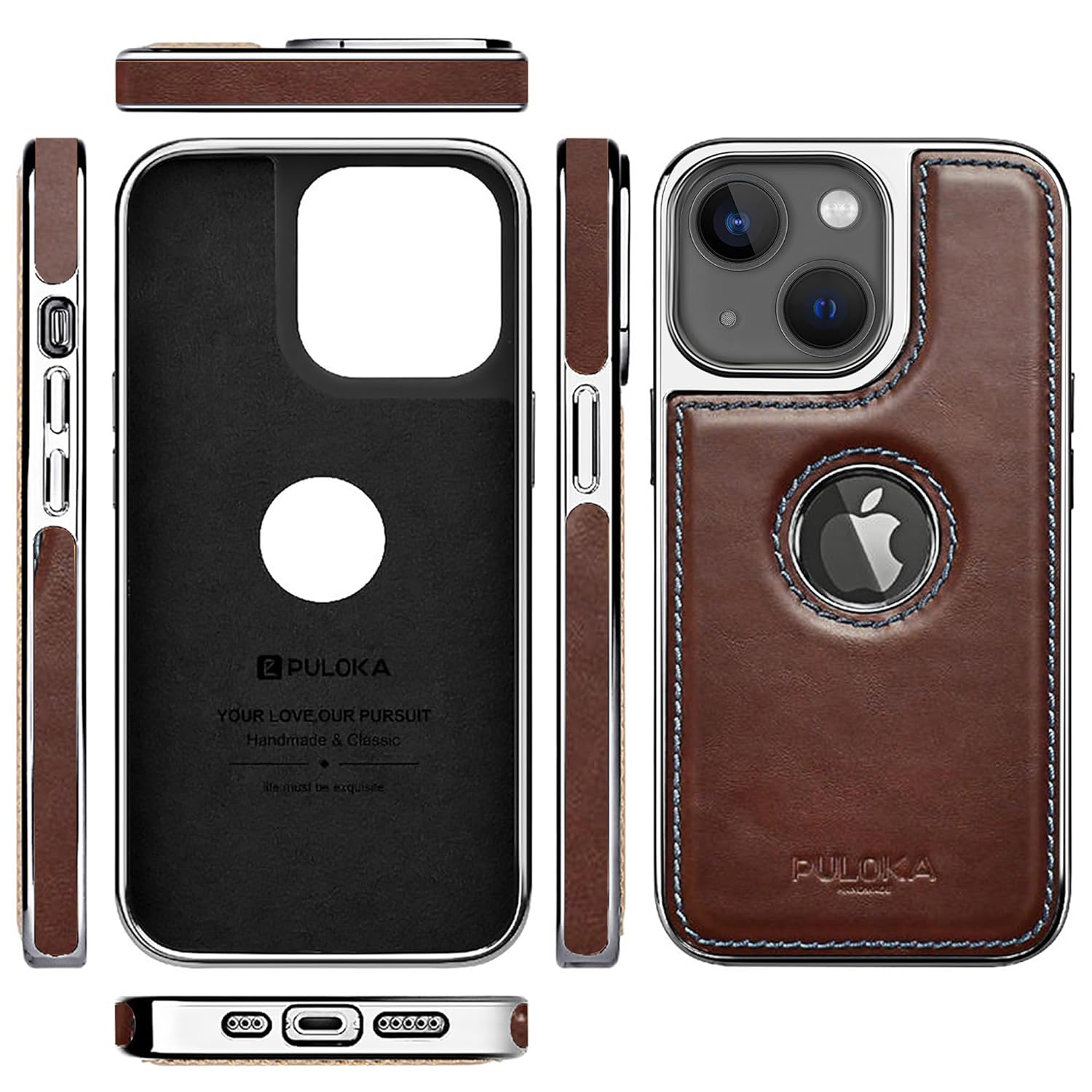 iPhone 15 Premium Quality Luxurious Leather Case - Dark Brown