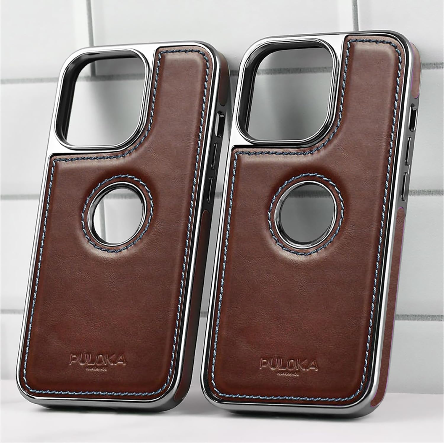 iPhone 15 Premium Quality Luxurious Leather Case - Dark Brown