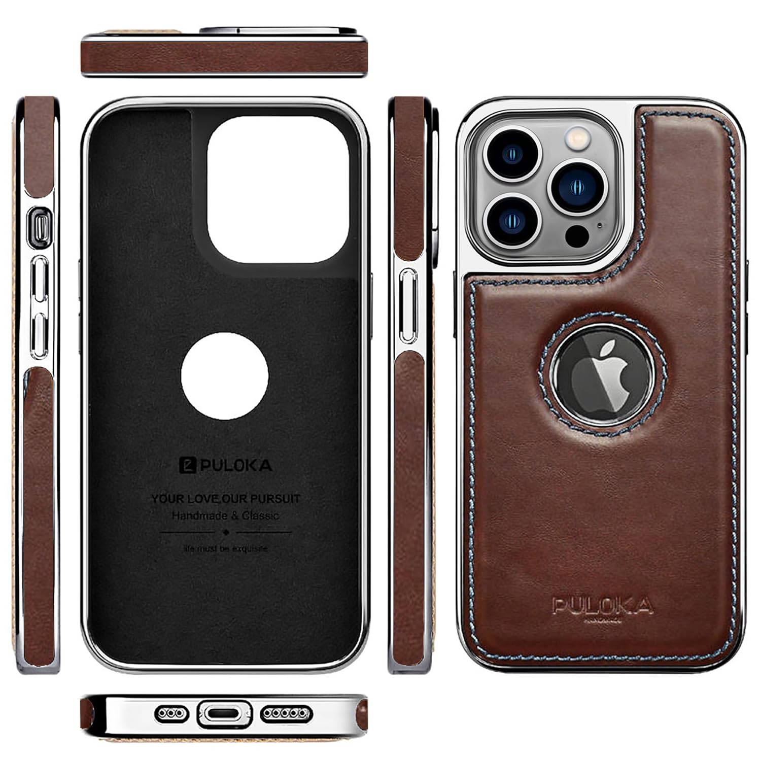 iPhone 15 Pro Premium Quality Luxurious Leather Case - Dark Brown