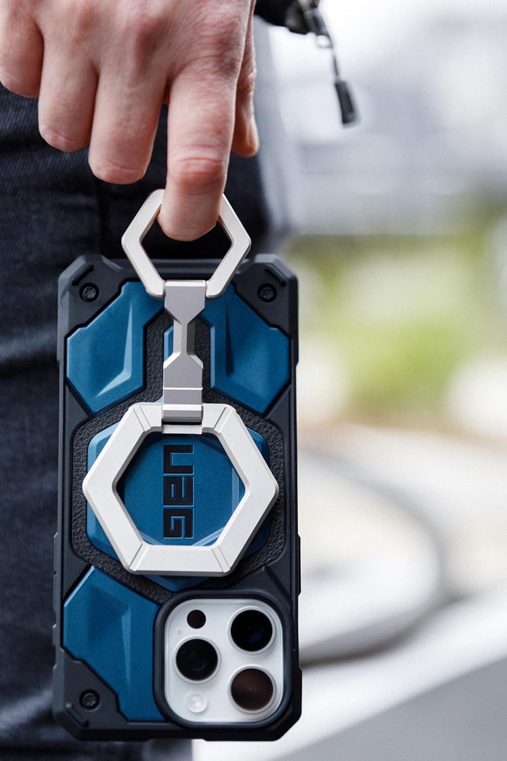 Urban Armor Gear UAG Magnetic Phone Ring Stand Compatible with Mag-Safe Magnet, Removable Metal Finger Ring Grip & 360 Rotation Adjustable Kickstand for iPhone 16/15/14/13/12, - Black