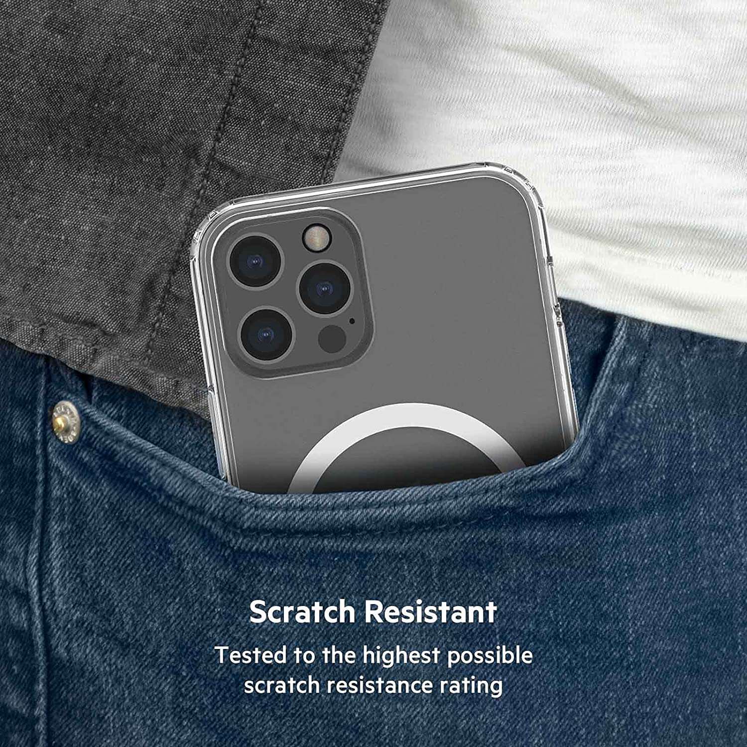 Belkin TPU Magnetic Protective Clear Case, Lightweight Design, MagSafe Compatible, Anti-Microbial Coating for iPhone 13 Pro,(Reduces Bacteria by 99%), Screen-Down Protection