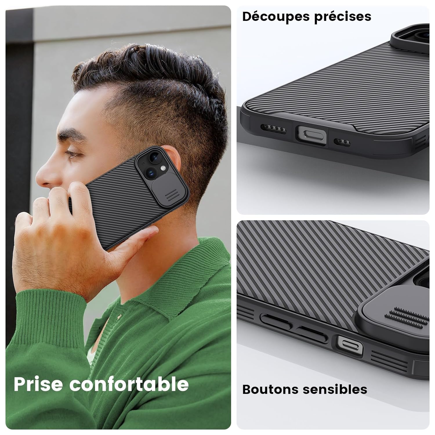 Nillkin Case for Apple iPhone 15 Plus (6.7" Inch) CamShield Pro Camera Slider Double Layered Protection TPU + PC Black Color