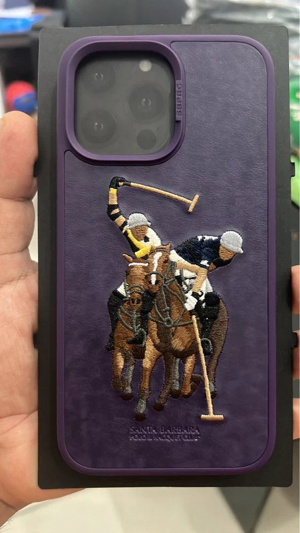 iPhone 14 Pro Max Santa Barbara Polo Jocky Series Leather Case - Purple