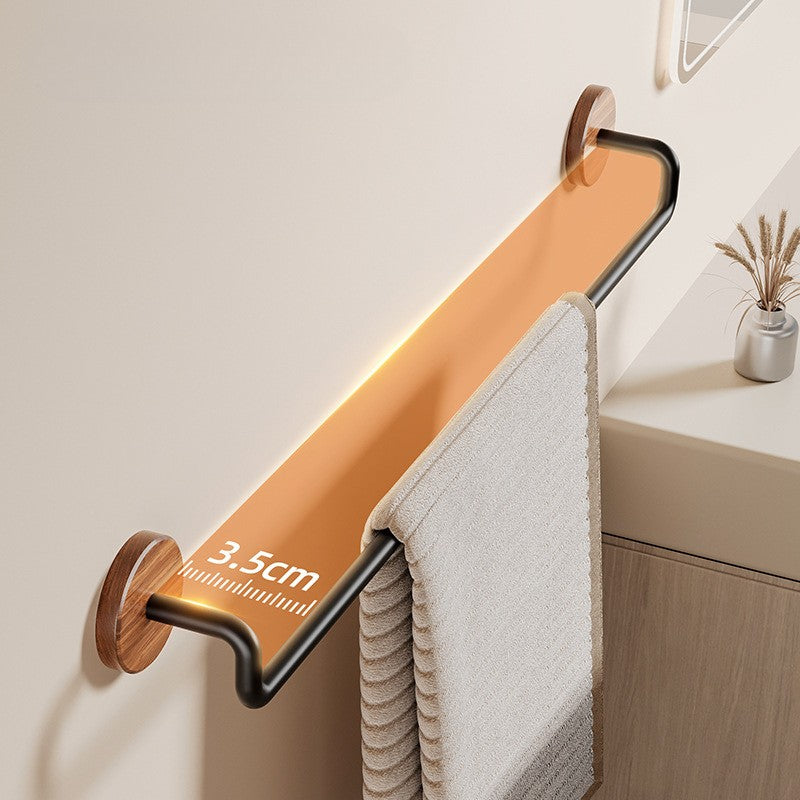 Premium Punch-Free Bathroom Towel Rack with Walnut Finish
