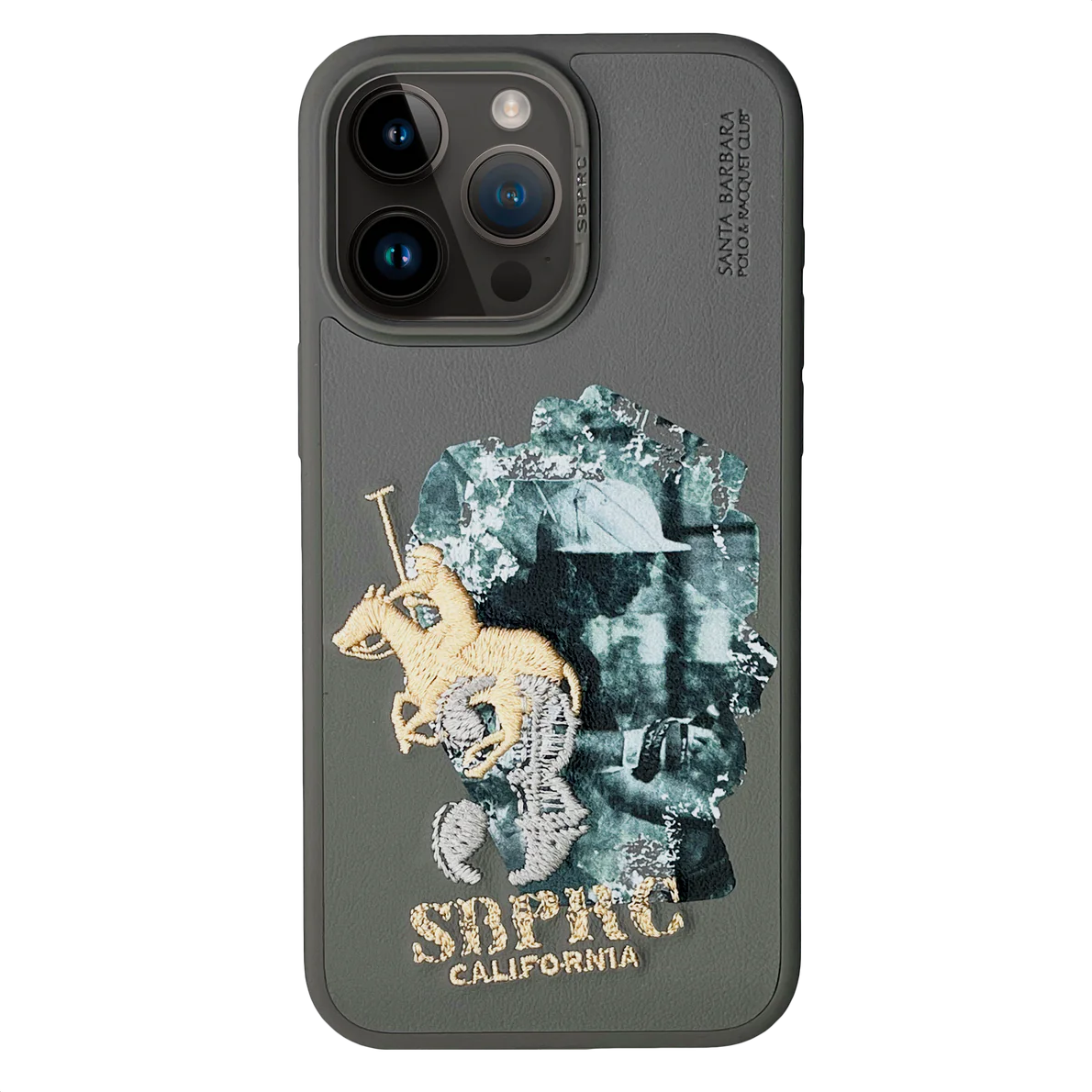 Santa Barbara Marcus Series Genuine Leather Case for iPhone 15 Pro Max - Titanium