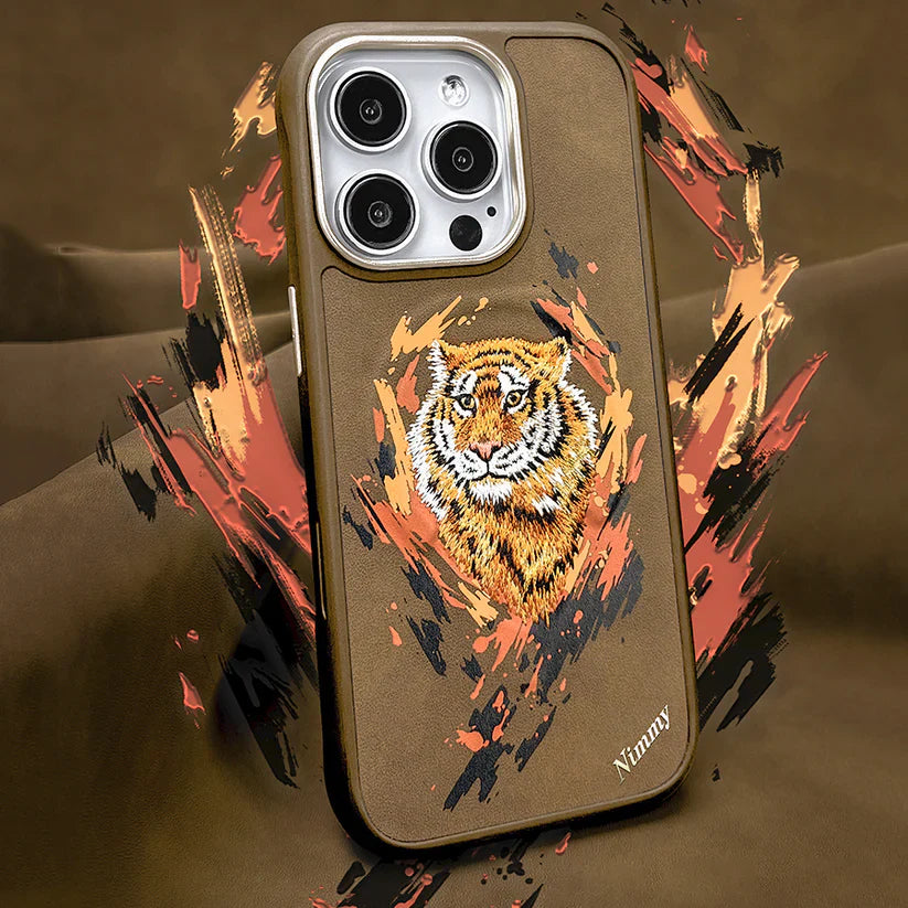 iPhone 16 Pro Max Nimmy Dazzling Embroidery MagSafe Back Cover Case - Tiger