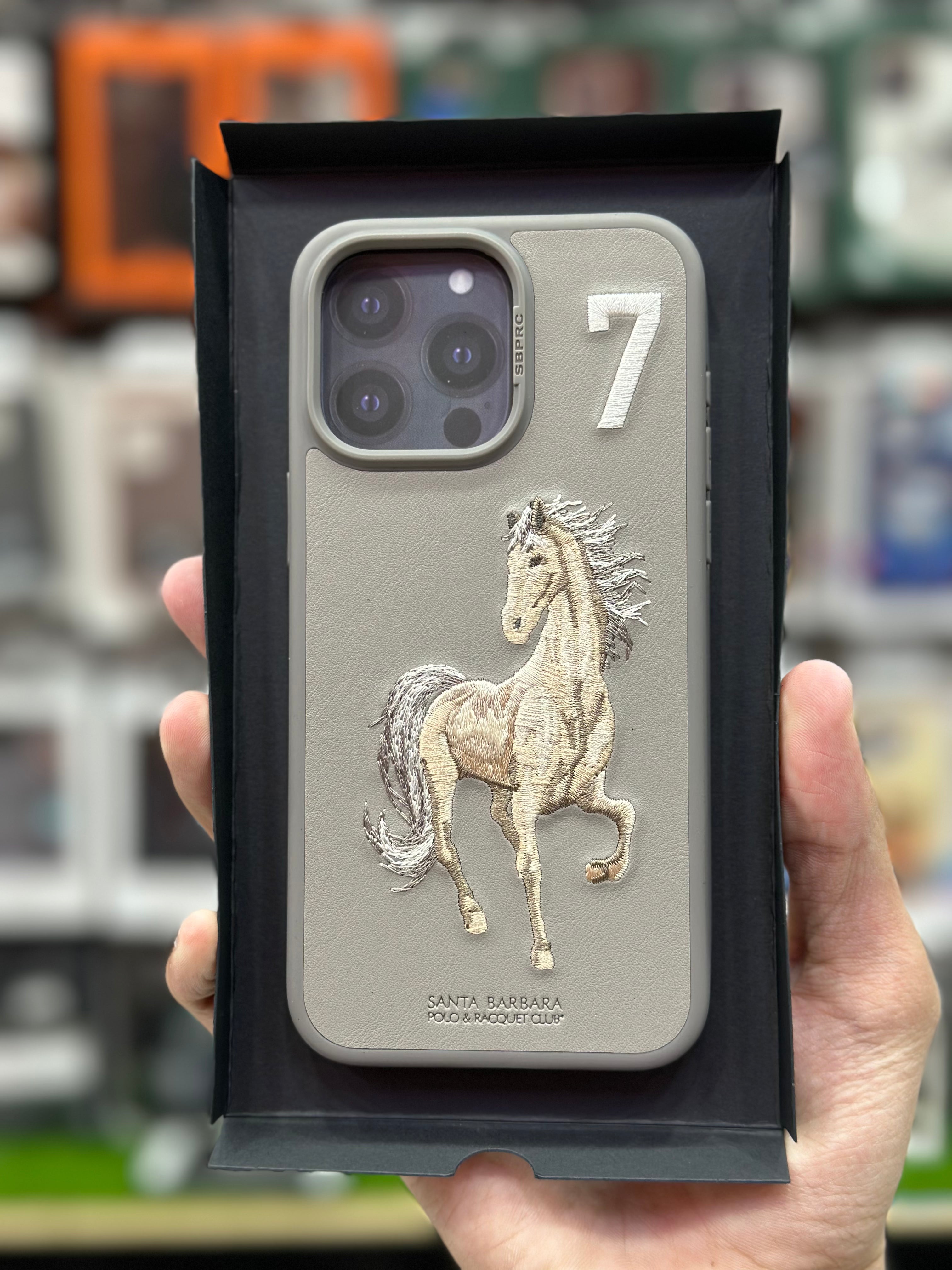 iPhone 15 Pro Max Santa Barbara Boris Horse Leather Case - Titanium