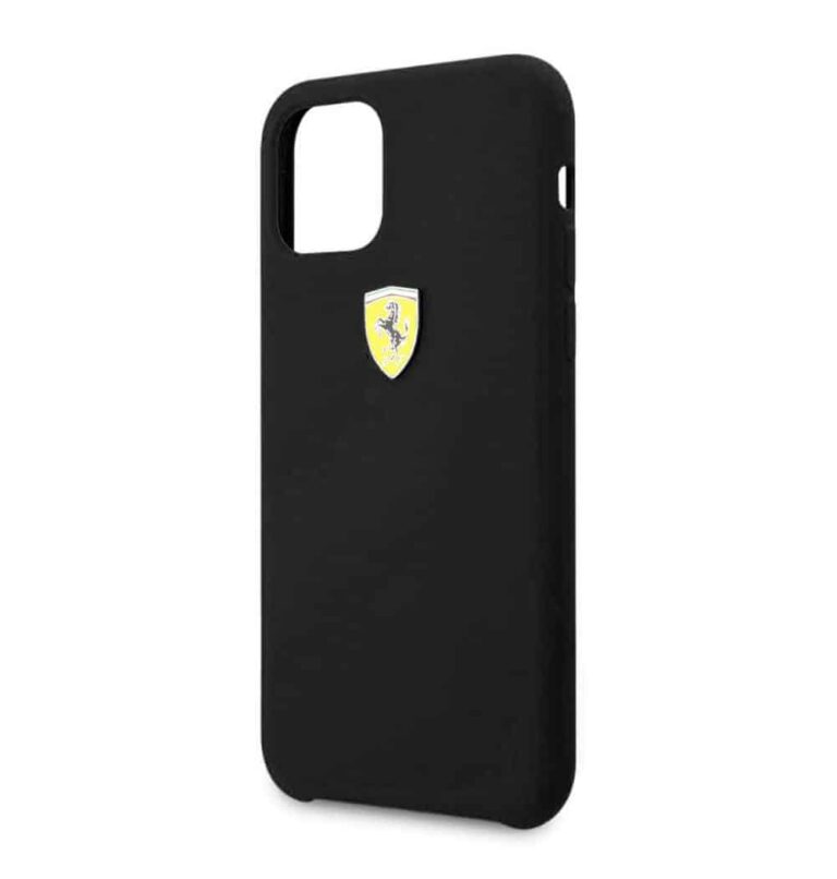 Ferrari FESSIHCN65R Scuderia Silicone Case with Logo Shield for iPhone 16 Pro Max (Black)