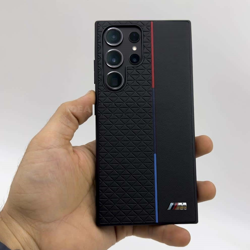 Samsung Galaxy S25 Ultra Leather Case, BMW M Sport Logo Dual Shade - Black