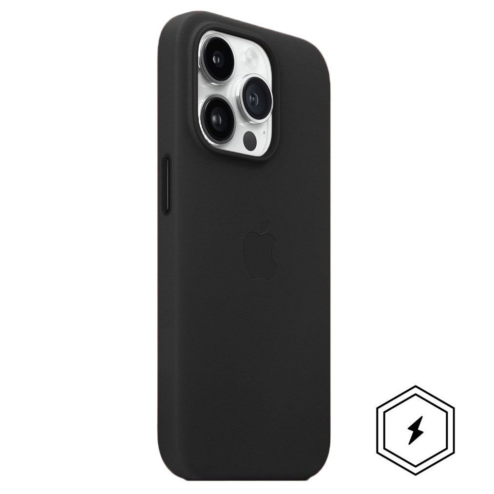 iPhone 15 Pro Max Leather Case with MagSafe & IC Animation - Black