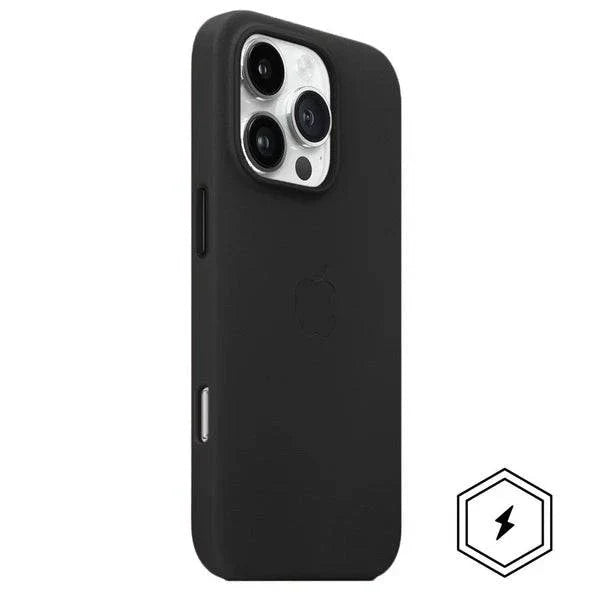 iPhone 16 Pro Max Leather Case, Compatible with MagSafe, Premium Tumbled Leather, Metal Buttons, Slim Fit&Durable, Distinctive Texture Cover Black
