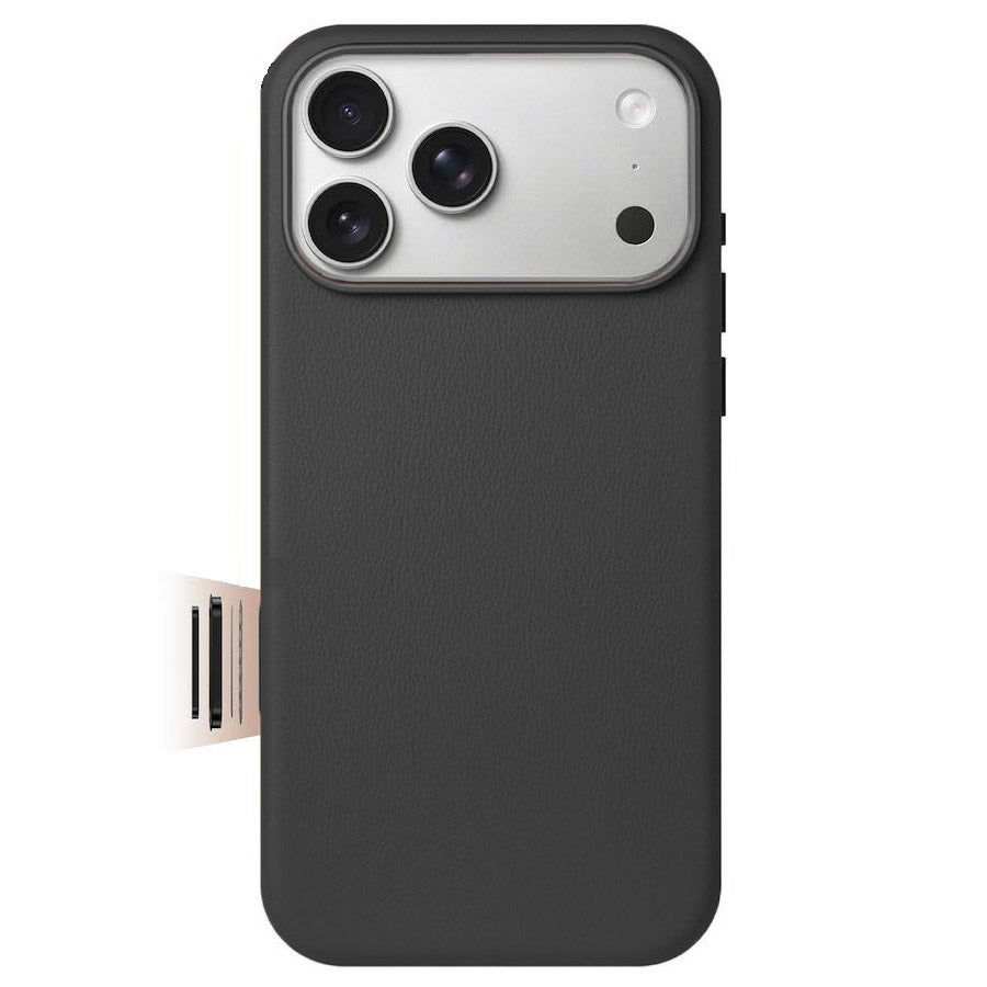 iPhone 17 Pro Business Style Leather Case with Camera Control Button - Black