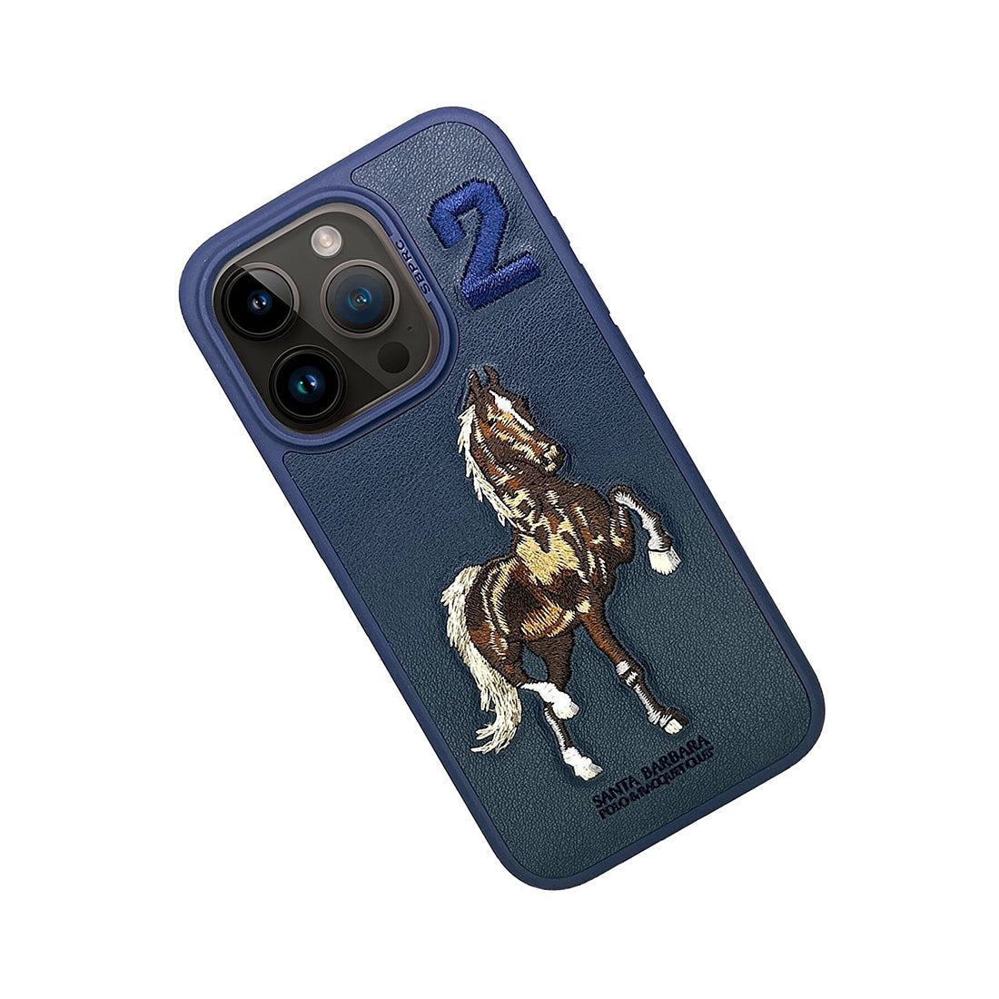 iPhone 15 Pro Max Santa Barbara Boris Horse Leather Case -Blue
