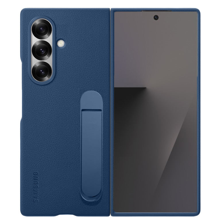 Samsung Galaxy Z Fold7 Leather Protective Shell Case Cover with Stand - Blue