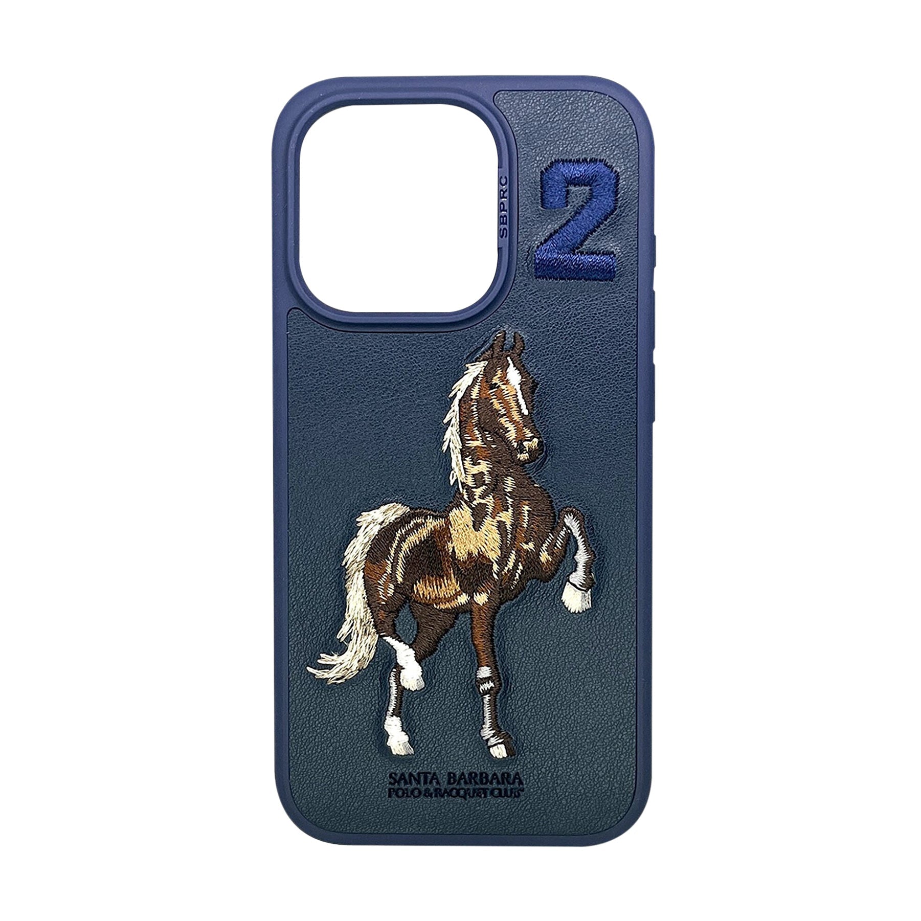 iPhone 15 Pro Max Santa Barbara Boris Horse Leather Case -Blue