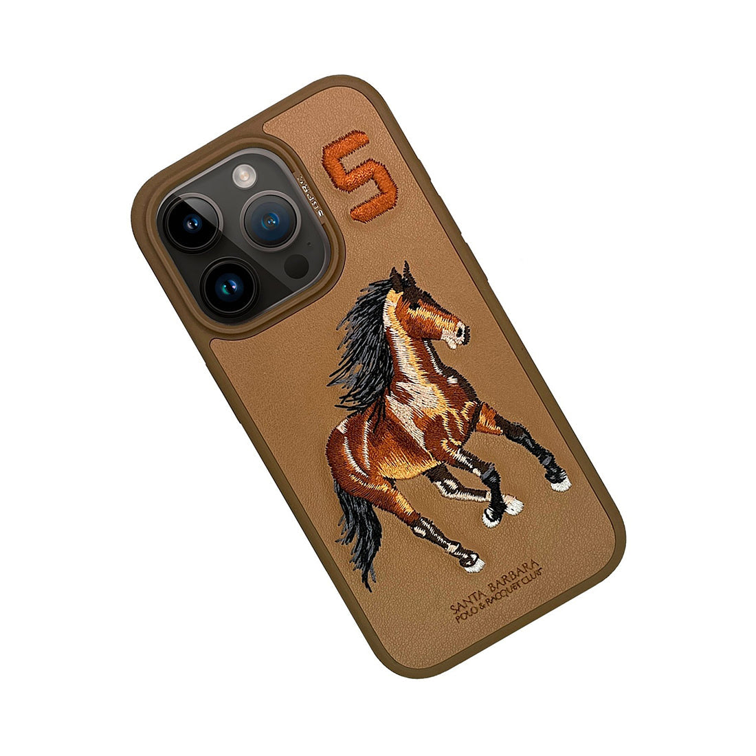 iPhone 15 Pro Max Santa Barbara Boris Horse Leather Case -Brown