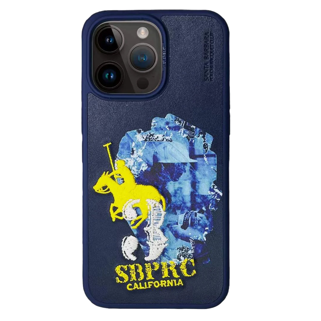 Santa Barbara Marcus Series Genuine Leather Case for iPhone 15 Pro Max - Blue