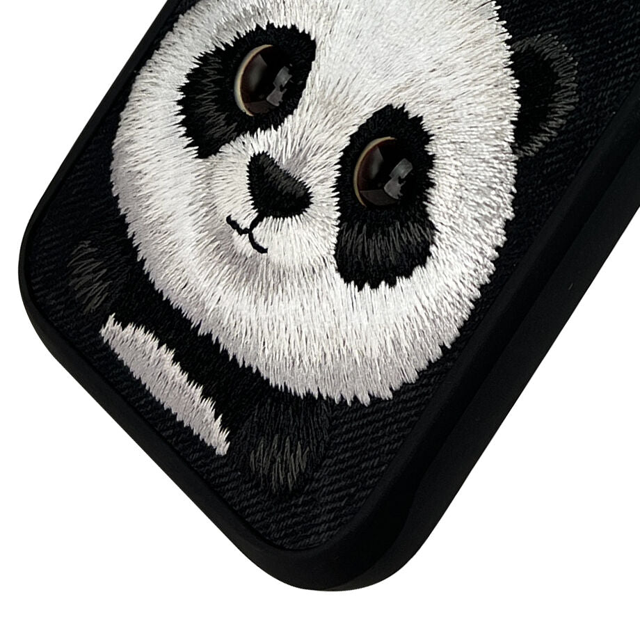iPhone 16 Pro Max Nimmy Official Embroidery Big Eye Series Back Cover Case - Panda