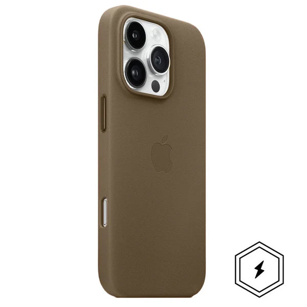 iPhone 16 Pro Max Leather Case, Compatible with MagSafe, Premium Tumbled Leather, Metal Buttons, Slim Fit&Durable, Distinctive Texture Cover Taupe