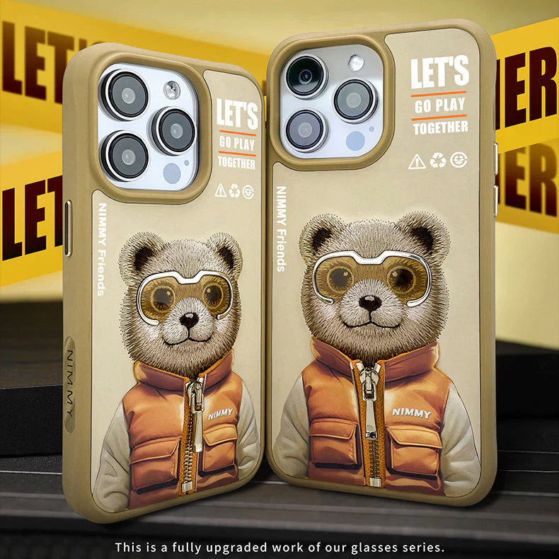 iPhone 15 Pro Max Nimmy Official Embroidery Jacket Series Case Cover - Teddy