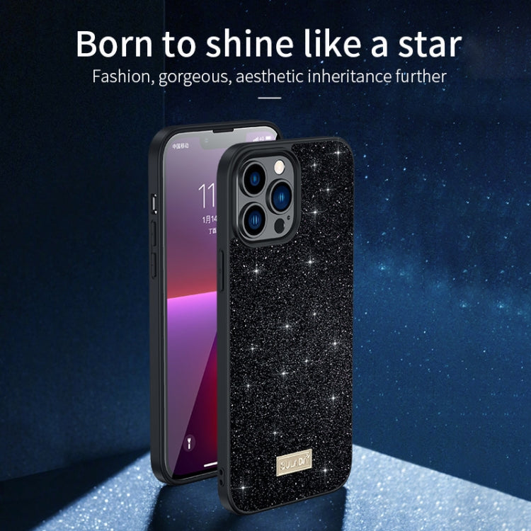 iPhone 16 Pro SULADA Glittery PC Hybrid TPU Handmade Leather Phone Case(Colorful)