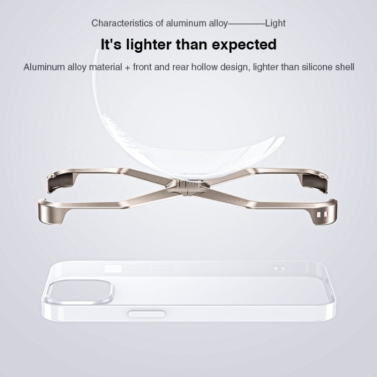 iPhone 15 Pro Max Super Slim Metal Luxury Aluminum Frameless X-Shaped Case - Silver