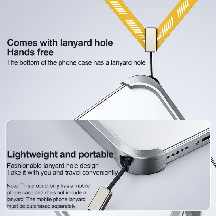 iPhone 15 Pro Max Super Slim Metal Luxury Aluminum Frameless X-Shaped Case - Silver