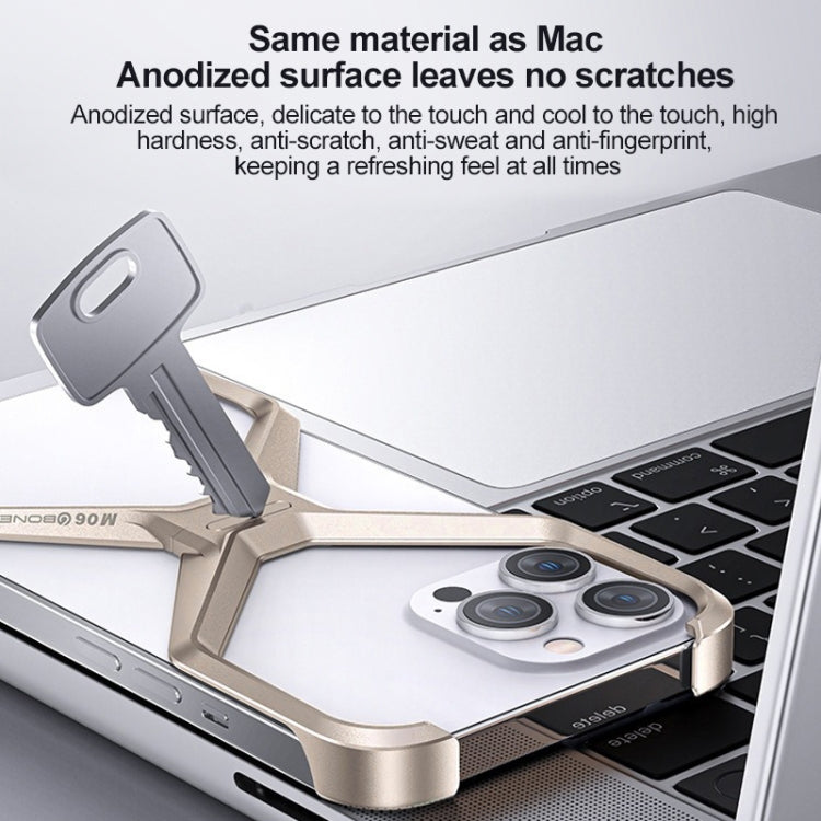 iPhone 15 Pro Max Super Slim Metal Luxury Aluminum Frameless X-Shaped Case - Silver