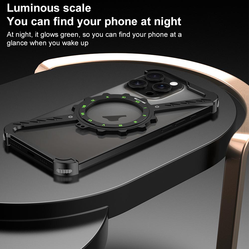 iPhone 16 Pro Max Z-Shape Metal Case Frameless Metal 360 Holder MagSafe Phone Case with Kickstand - Black