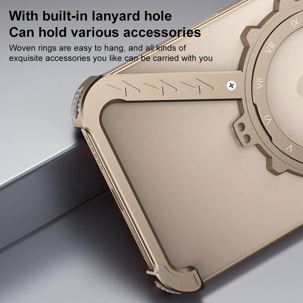 iPhone 16 Pro Max Z-Shape Metal Case Frameless Metal 360 Holder MagSafe Phone Case with Kickstand - Desert Brown