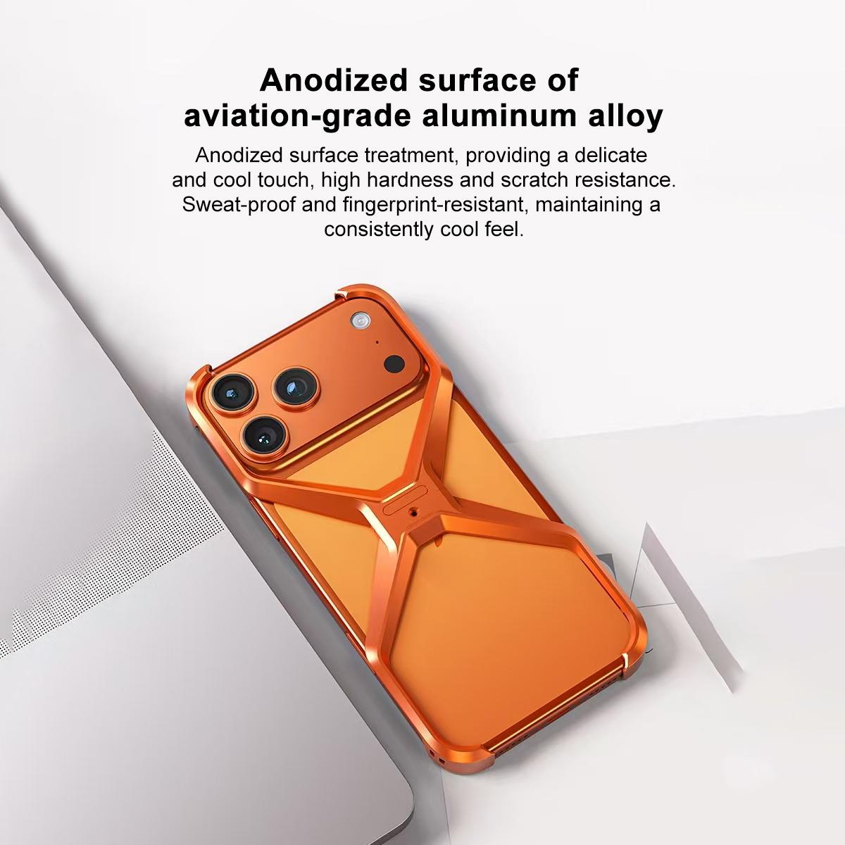 iPhone 17 Pro Max X Shape Metal Hollow Bumper Bezel-Free Protective Case