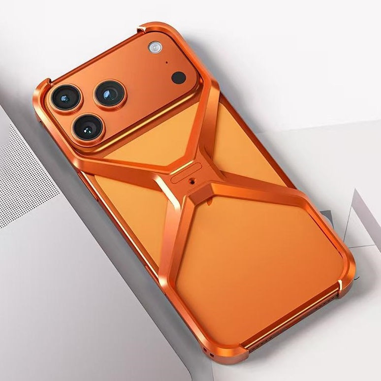 iPhone 17 Pro Max X Shape Metal Hollow Bumper Bezel-Free Protective Case