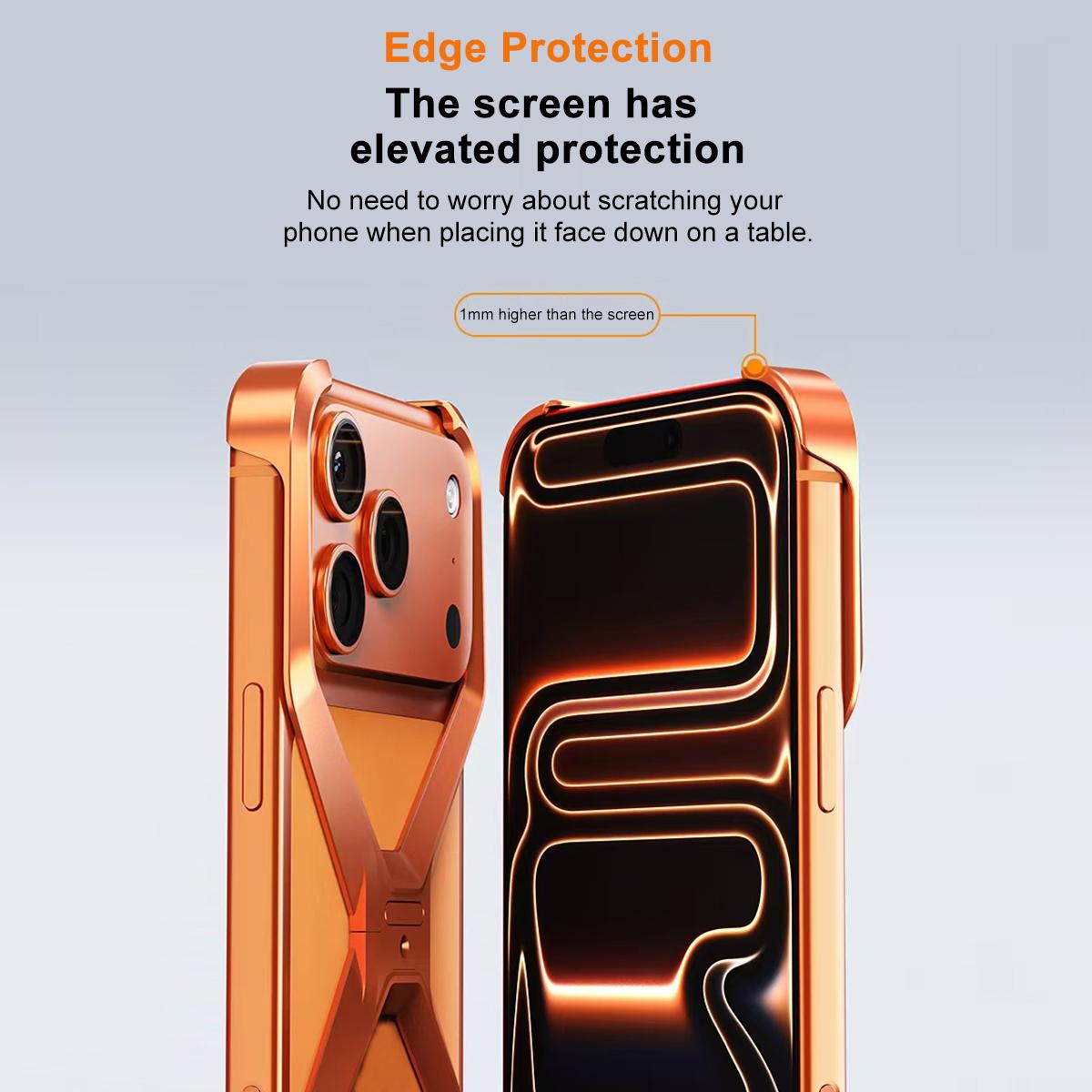 iPhone 17 Pro Max X Shape Metal Hollow Bumper Bezel-Free Protective Case