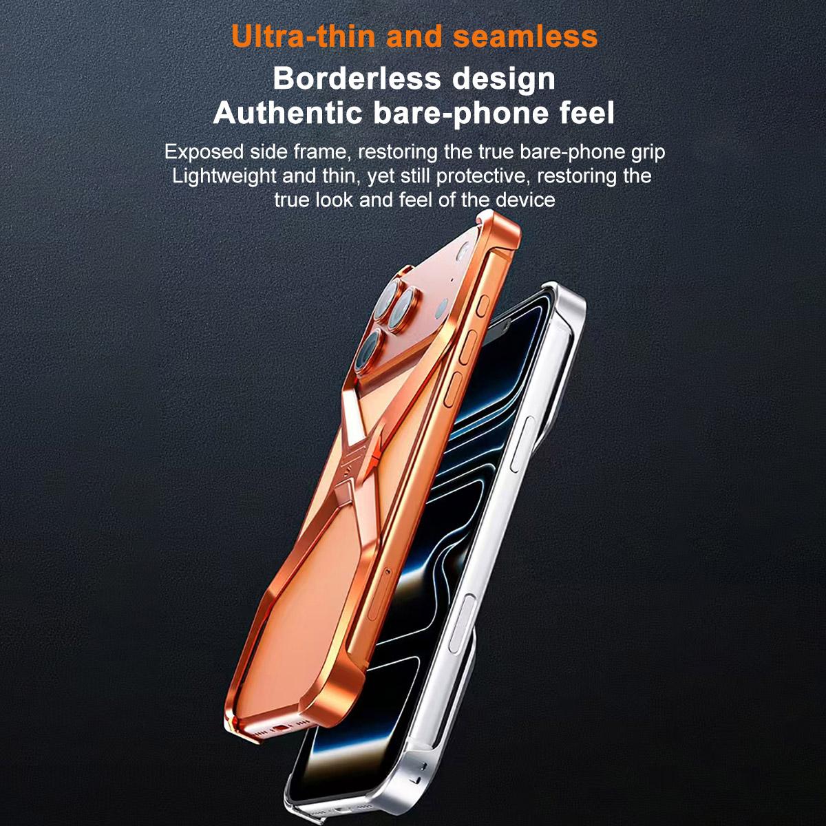 iPhone 17 Pro Max X Shape Metal Hollow Bumper Bezel-Free Protective Case