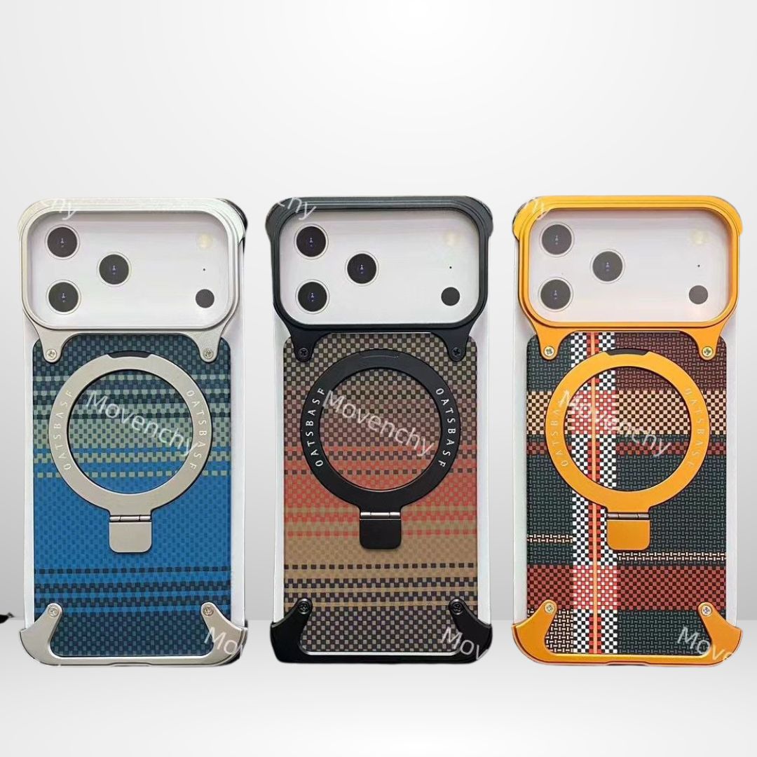 Frameless Metal + Leather Magnetic MagSafe Stand Case for iPhone 17Pro/Pro Max