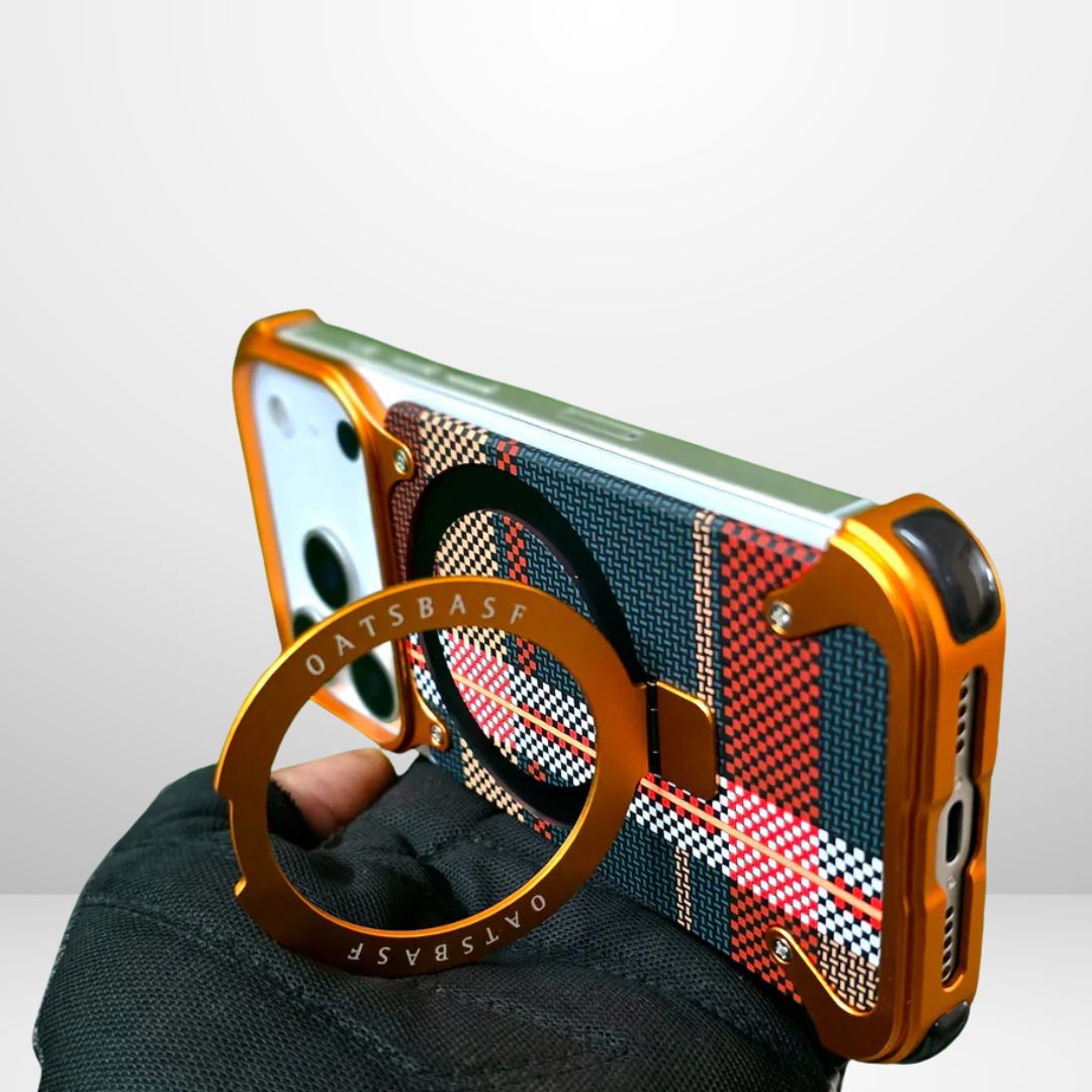 Frameless Metal + Leather Magnetic MagSafe Stand Case for iPhone 17Pro/Pro Max