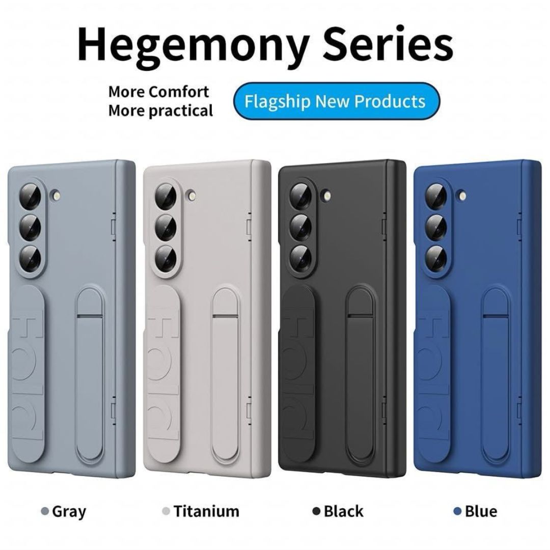 GKK Silicone Hegemony Series with Stand Band & Front Glass Case for Galaxy Fold 5/Fold 6