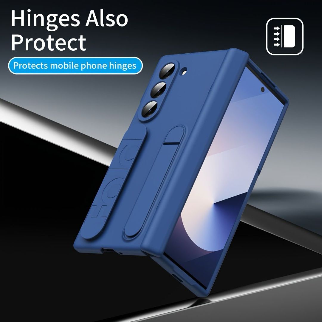 GKK Silicone Hegemony Series with Stand Band & Front Glass Case for Galaxy Fold 5/Fold 6