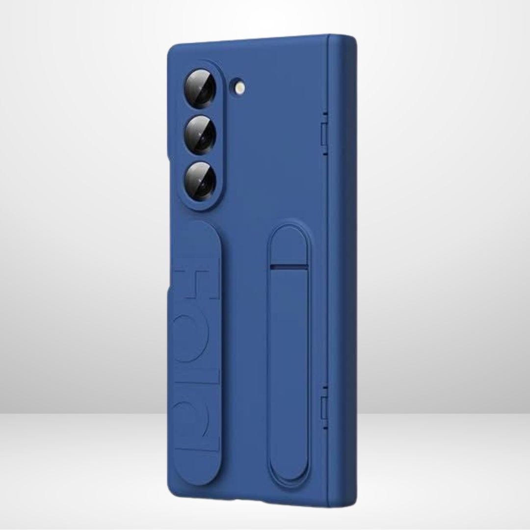 Silicone Hegemony Series with Stand Band & Front Glass Case for Galaxy Fold 5/Fold 6 in Blue – CaseCart