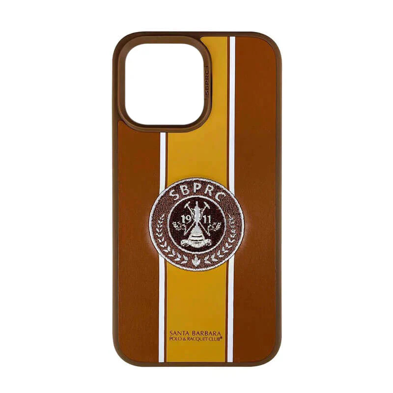 iPhone 14 Pro Max Santa Barbara Gareth Series Genuine Leather Case - Brown