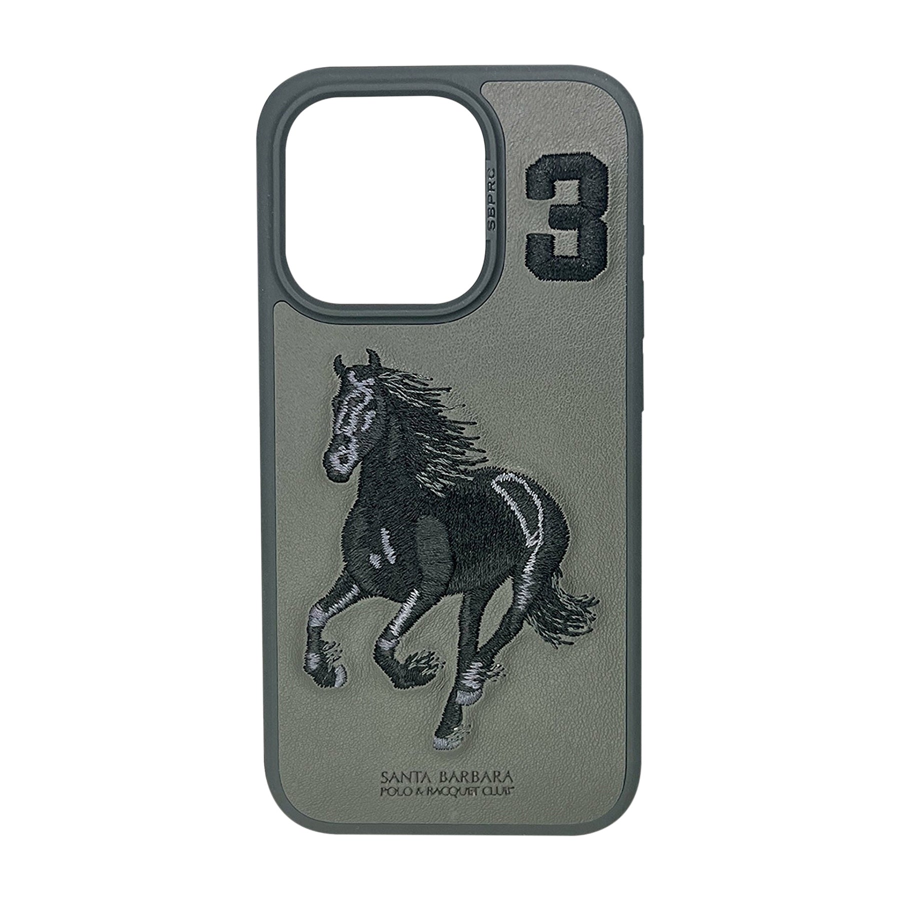 iPhone 15 Pro Max Santa Barbara Boris Horse Leather Case - Gray