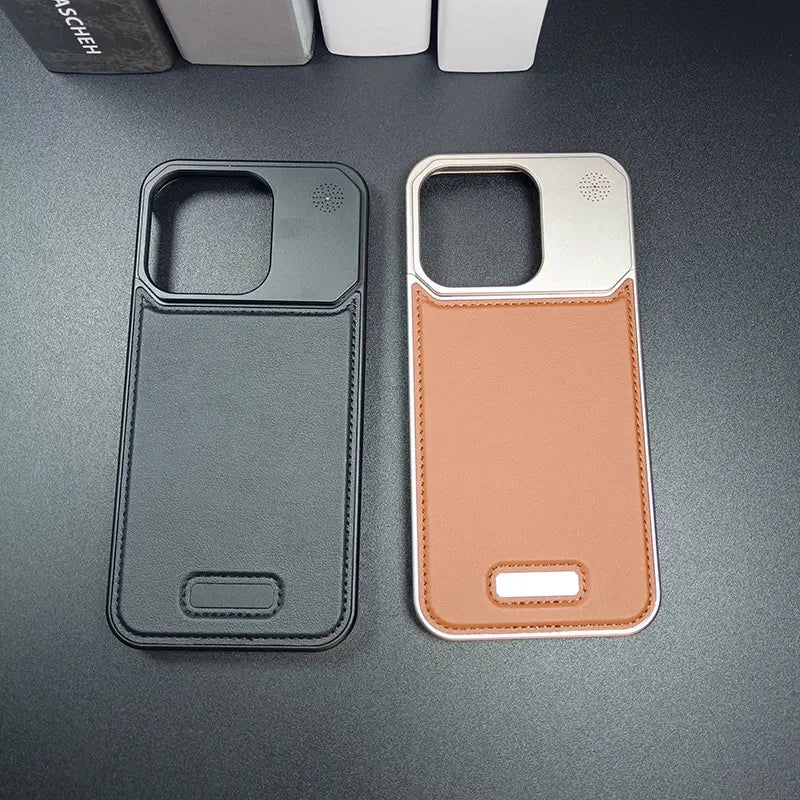 iPhone 16 Pro Max Aluminum & Leather Case with Fragrance Aroma - Black