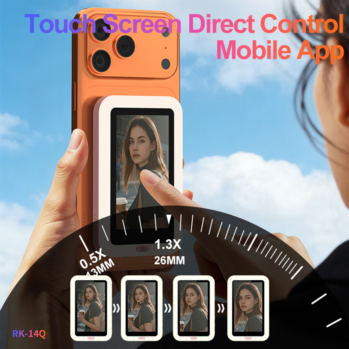 CaseCart CreatorView Glow Pro 3.4" Touch Selfie Monitor touchscreen zoom control